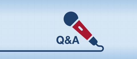 Q&A text with microphone